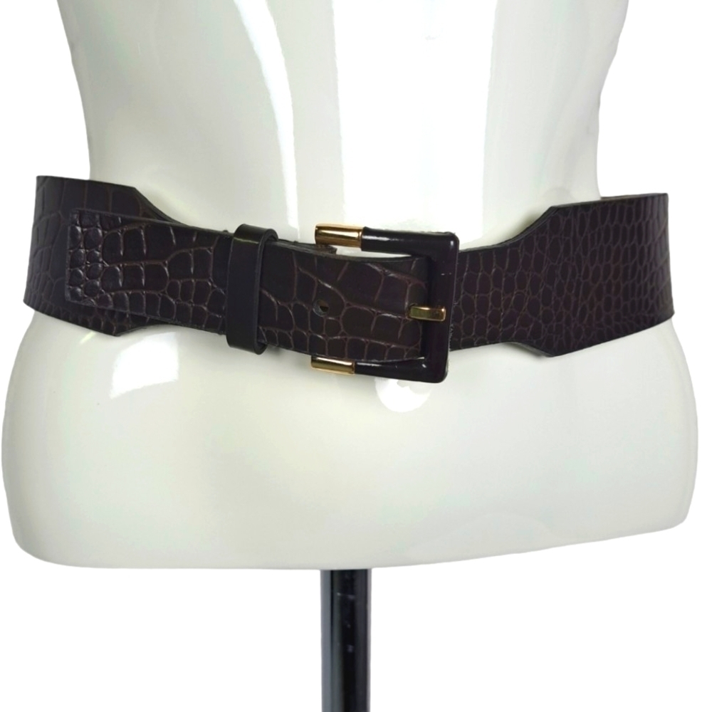 Anne Klein Genuine Leather Croc Belt‎